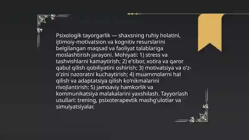 Psixologik tayorgarlik tog'risida tushuncha va uni takomillashtirish 3