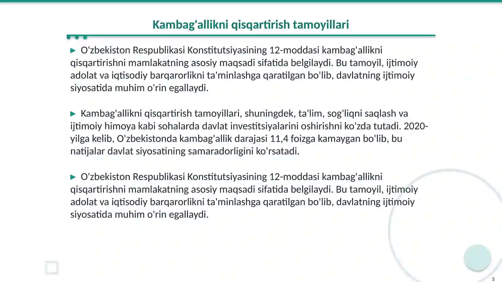 Konstitutsiyada kambag'allikni qisqartirish va bandlikni ta'minlash 3