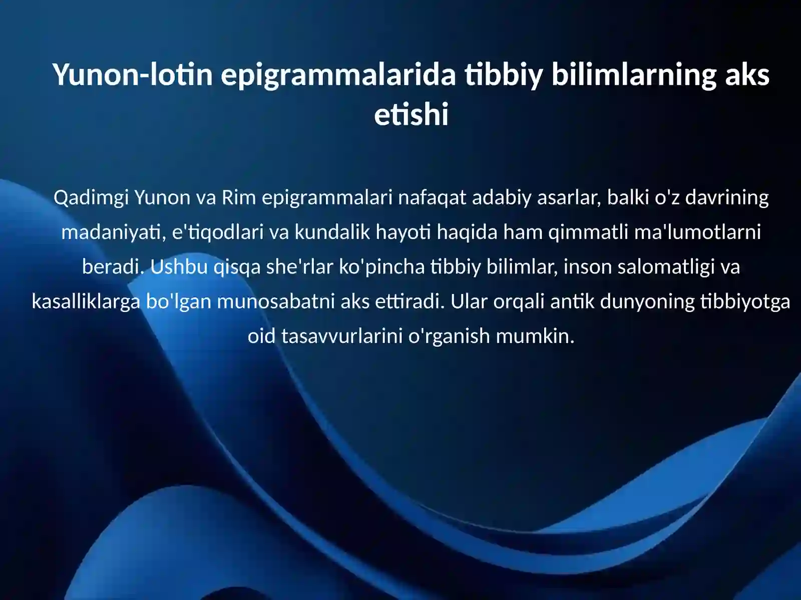 Yunon-lotin epigrammalarida tibbiyot va salomatlik 3