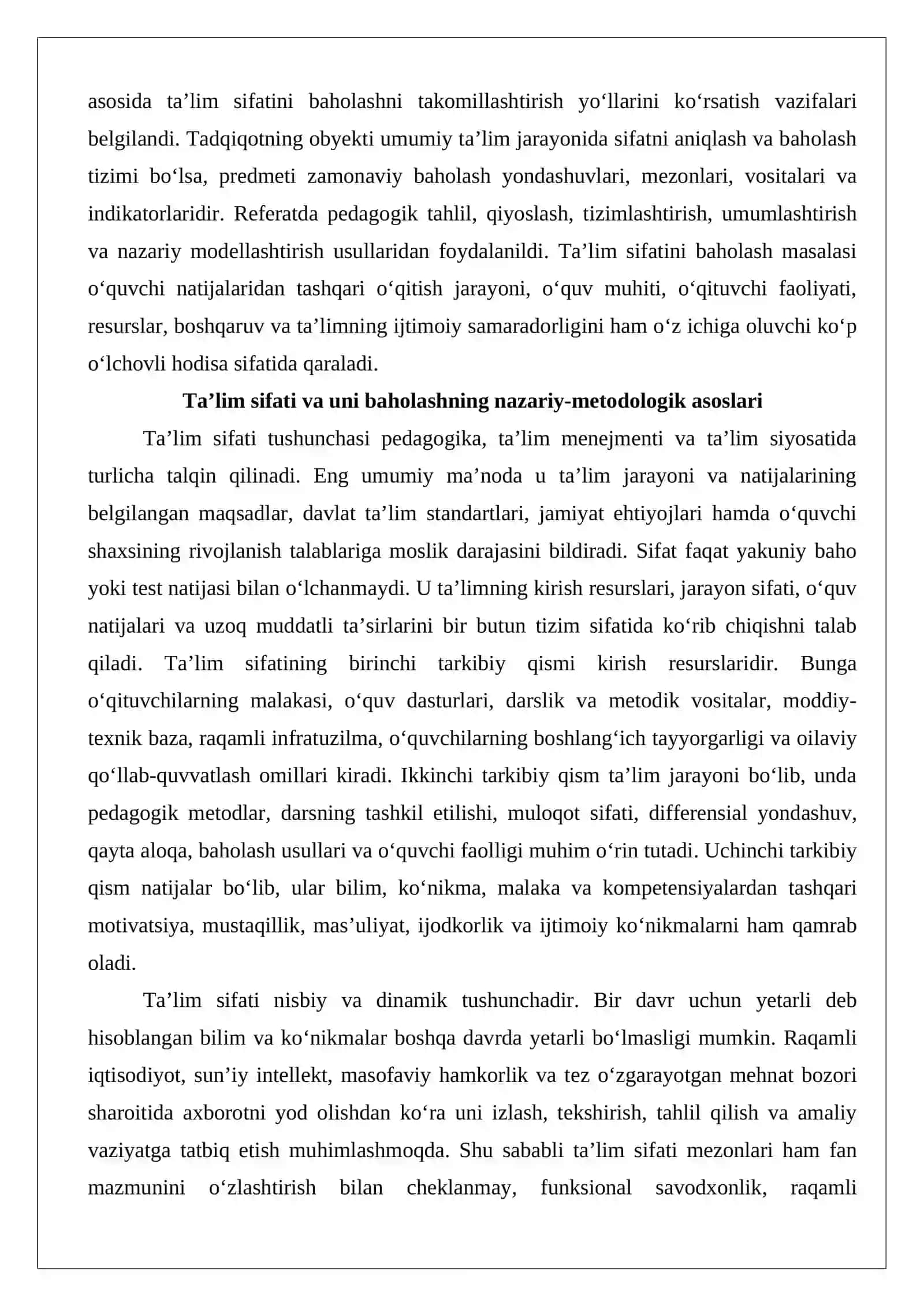 Ta'lim sifatini baholashning zamonaviy yondashuvlari va mezonlari 3