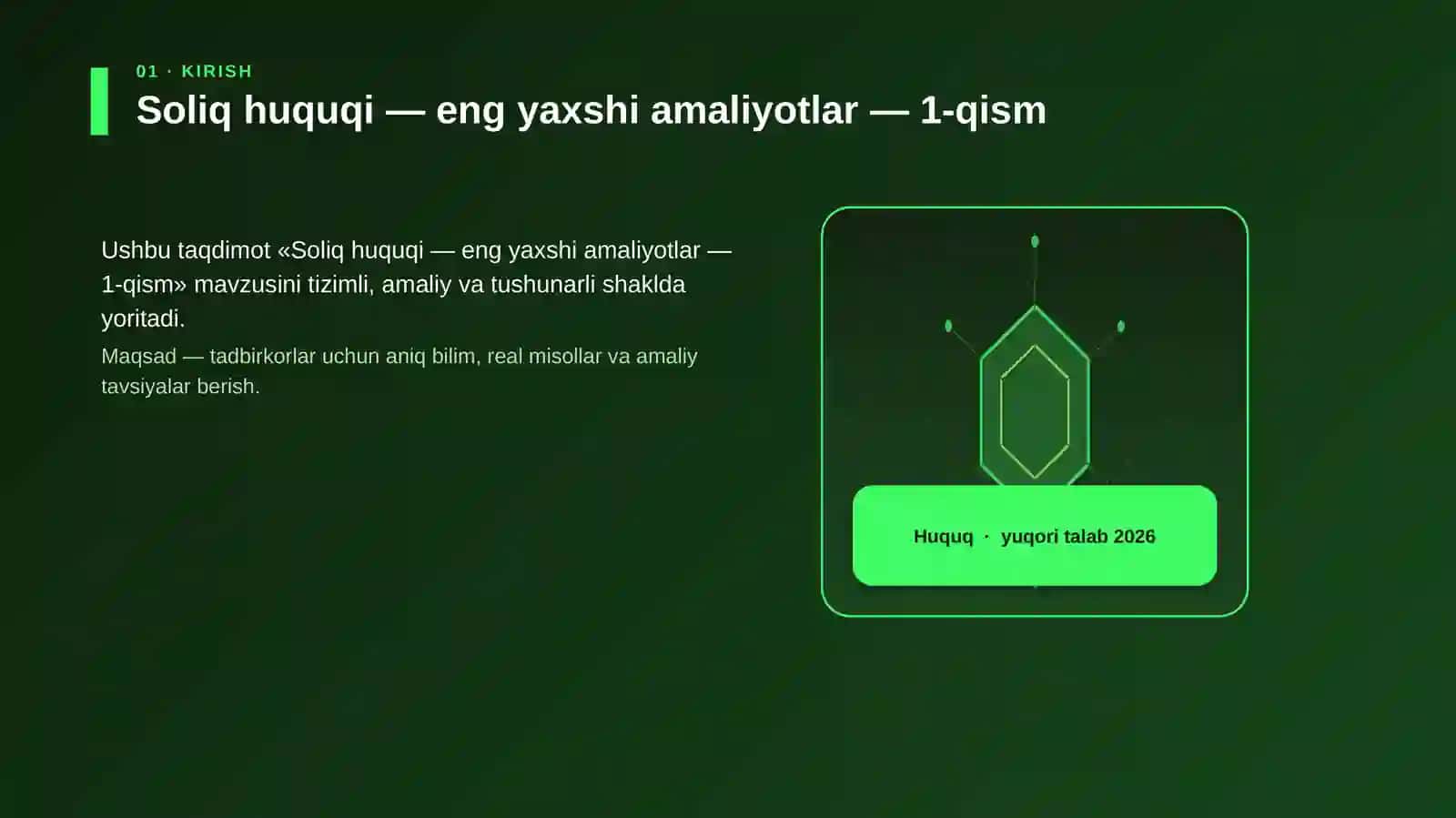 Soliq huquqi — eng yaxshi amaliyotlar — 1-qism 3
