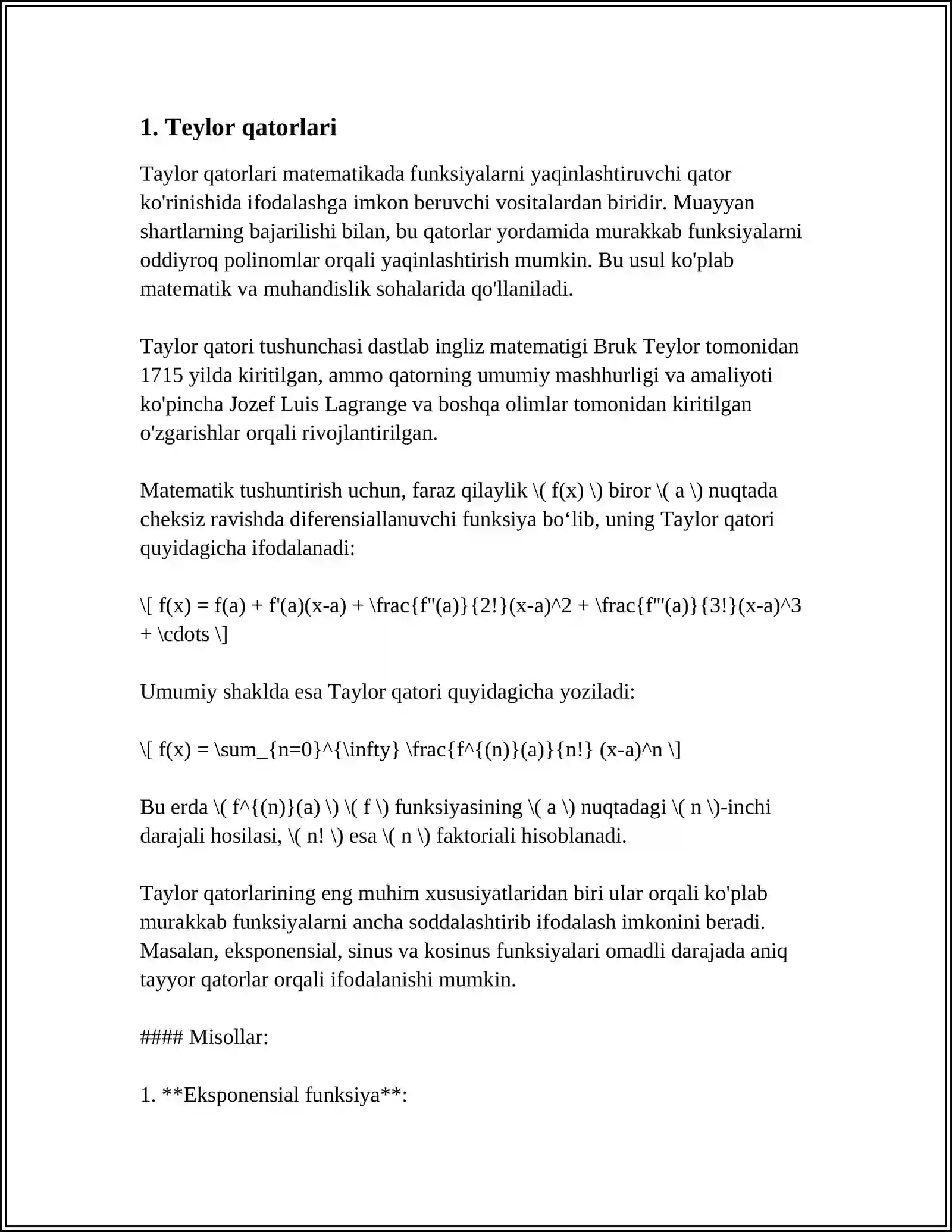 Teylor qatorlari 3