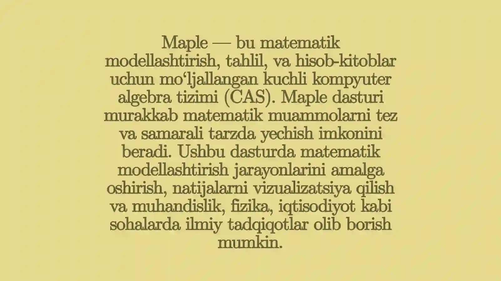 Mapleda Matematik Modellashtirish 3