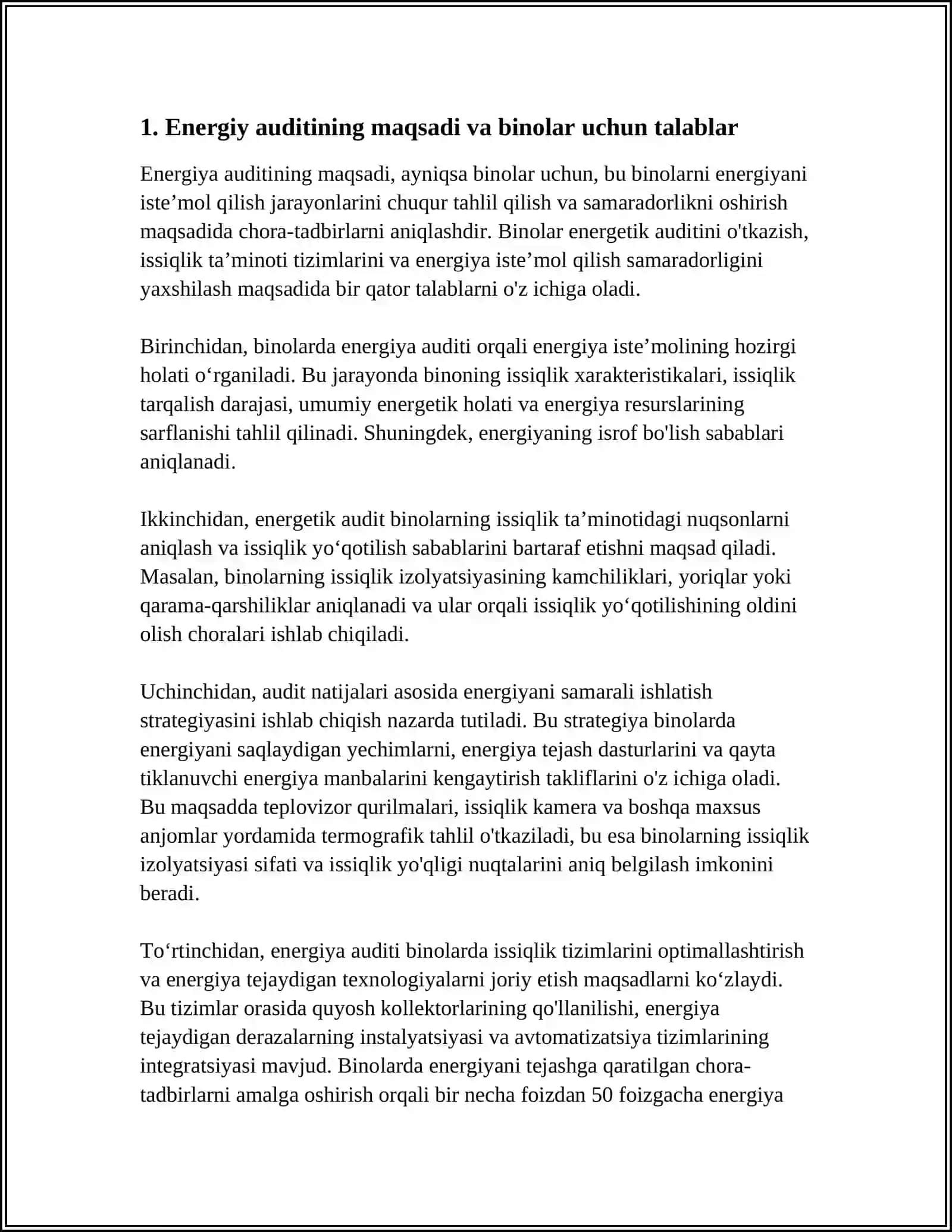 BINOLARDA ISSIQLIK TIZIMI BO'YICHA ENERGIYA AUDIT O'TKAZISH VA TEPLOVIZOR QURULMASI 3