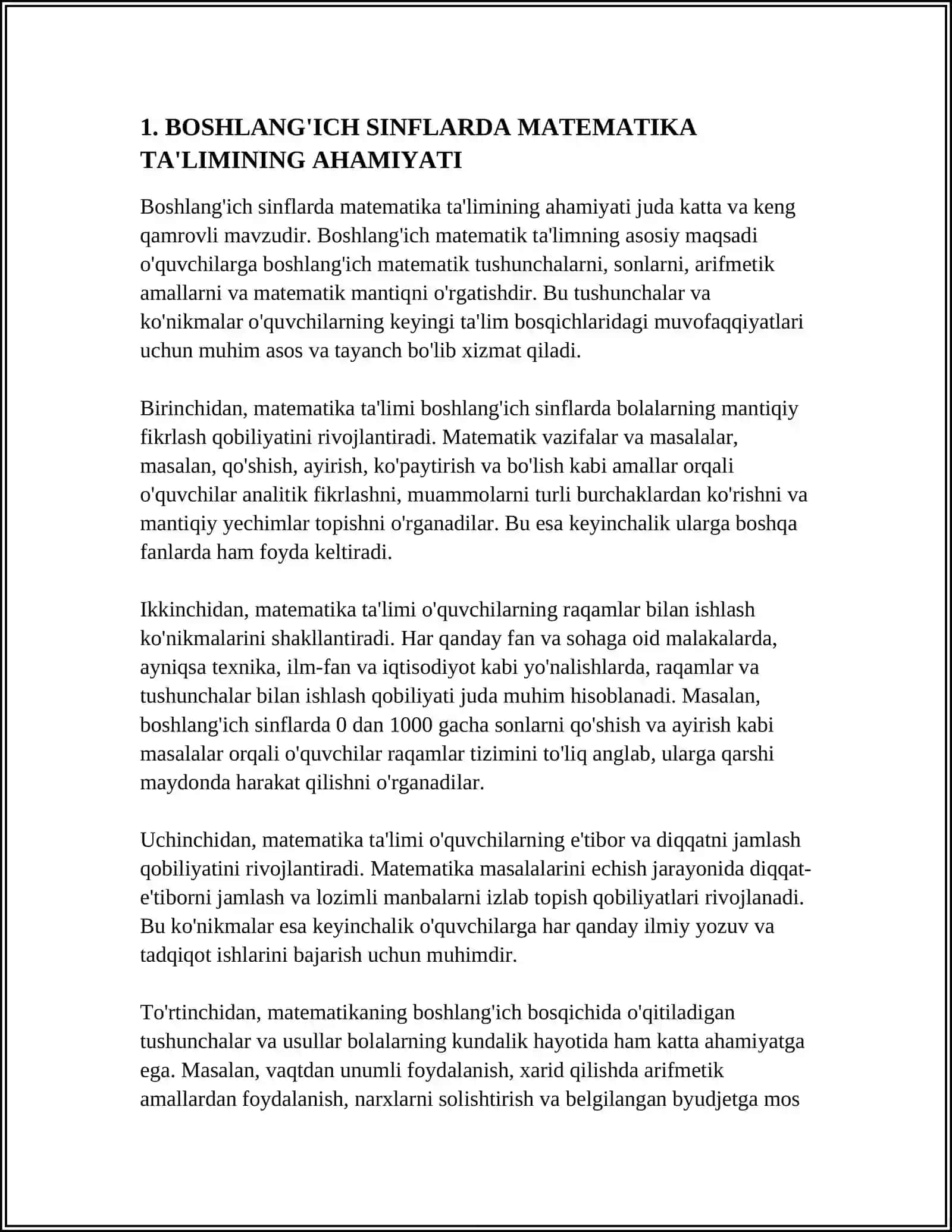 BOSHLANG'ICH SINFLARDA MATEMATIKA O’QITISHNING MAQSAD VA VAZIFALARI 3