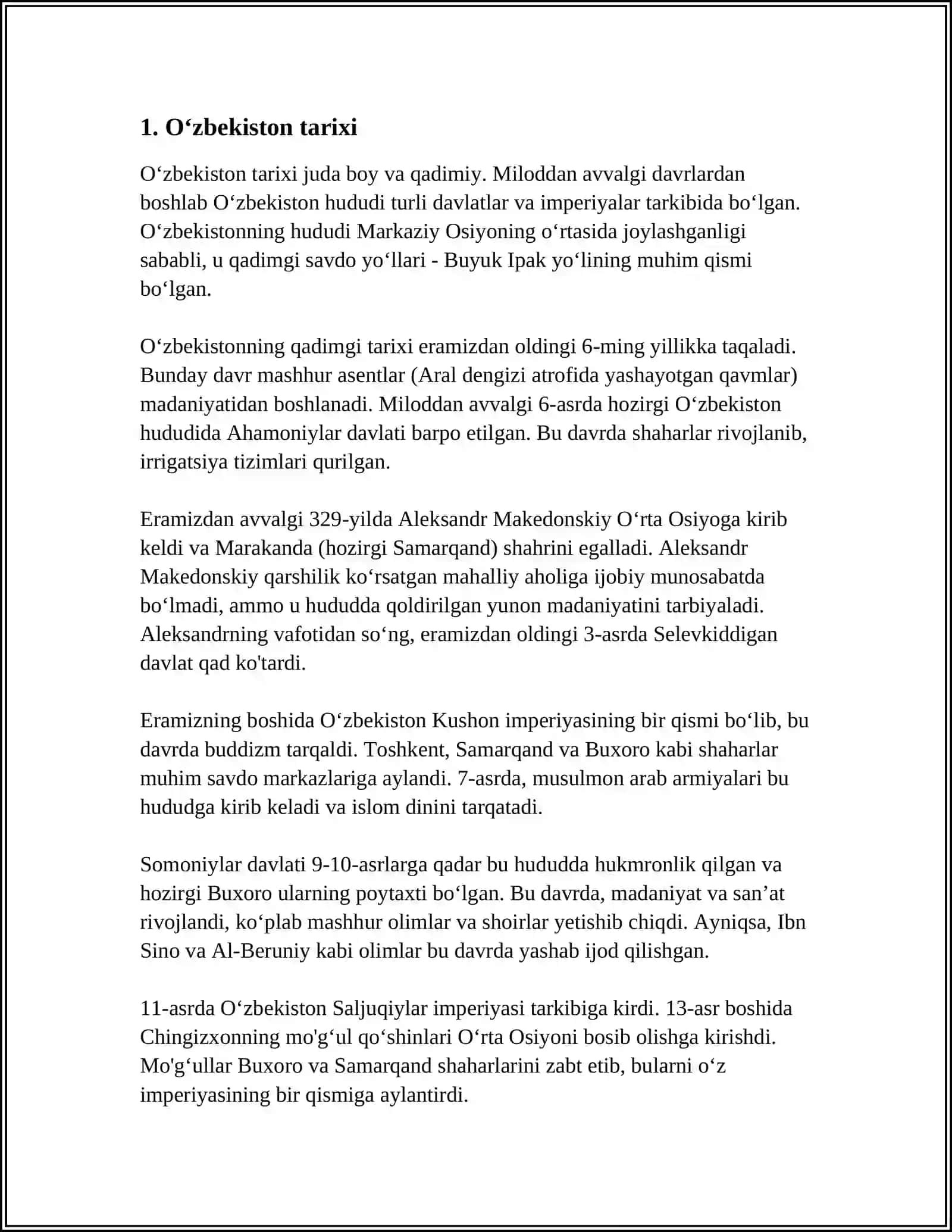 OʻZBEKISTON RESPUBLIKASI OLIY TA’LIM FAN VA INNOVATSIYA VAZIRLIGI TDTU MUSTAQIL ISH 3