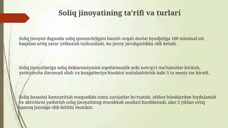 Soliqqa qarshi jinoyat 3