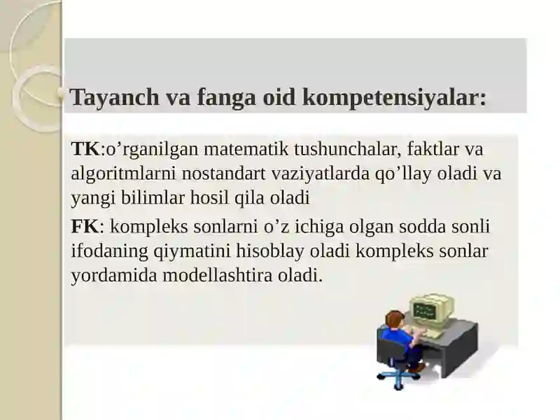 10-sinf algebra. Kompleks sonlar va ular ustida amallar 3