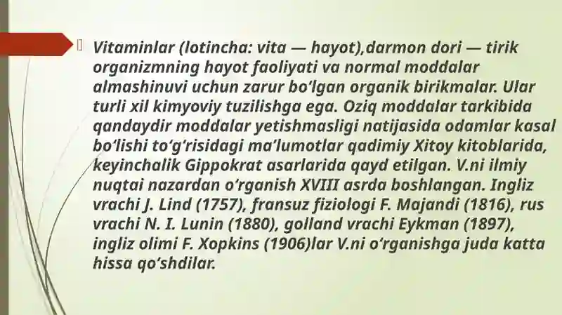 Vitaminsimon moddalar. Antivetaminlar 3