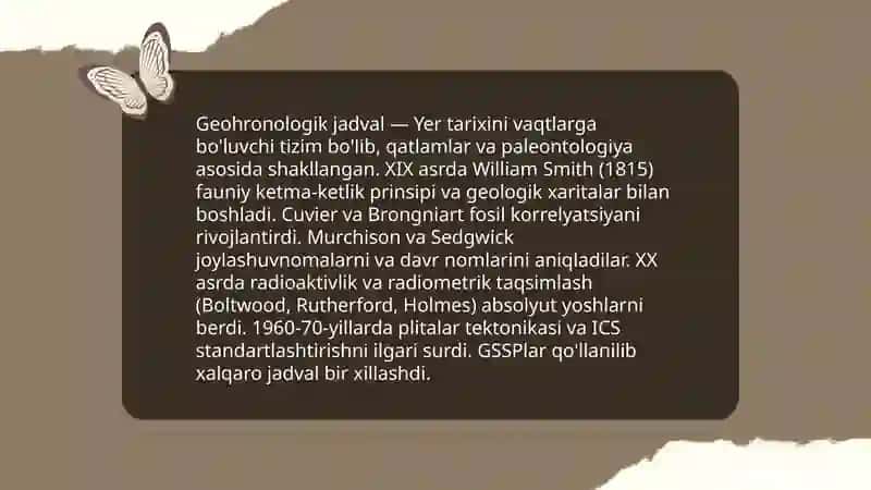 Geohronologik jadvalini tuzish tahlil qilish va oʻrganish 3
