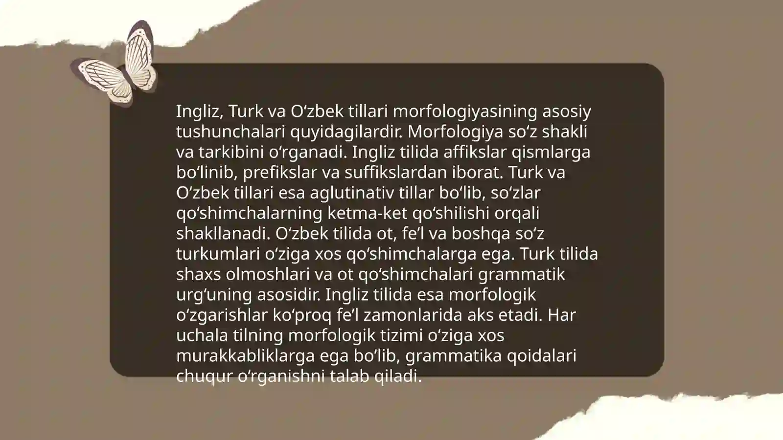 Ingliz, Turk, o’zbek tilini 4 ta sath bo’yicha qiyoslash 3