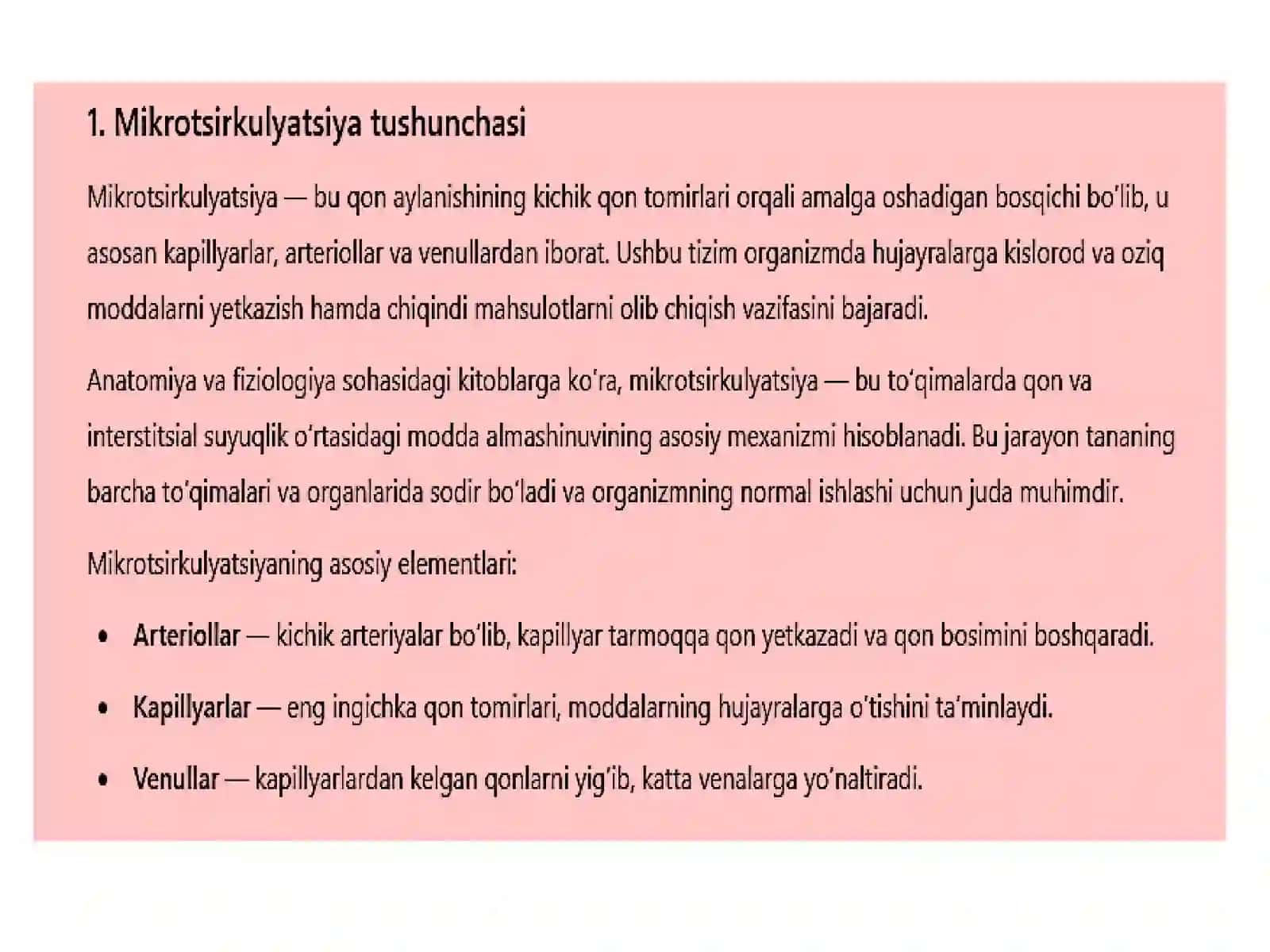 Mikrotsirkulyatsiya haqida tushuncha 3