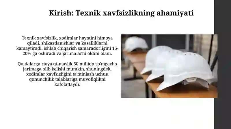 Korxona tashkilotlarida hodimlarni texnika xavfszligi qoidalaridan Ôtgazish 3