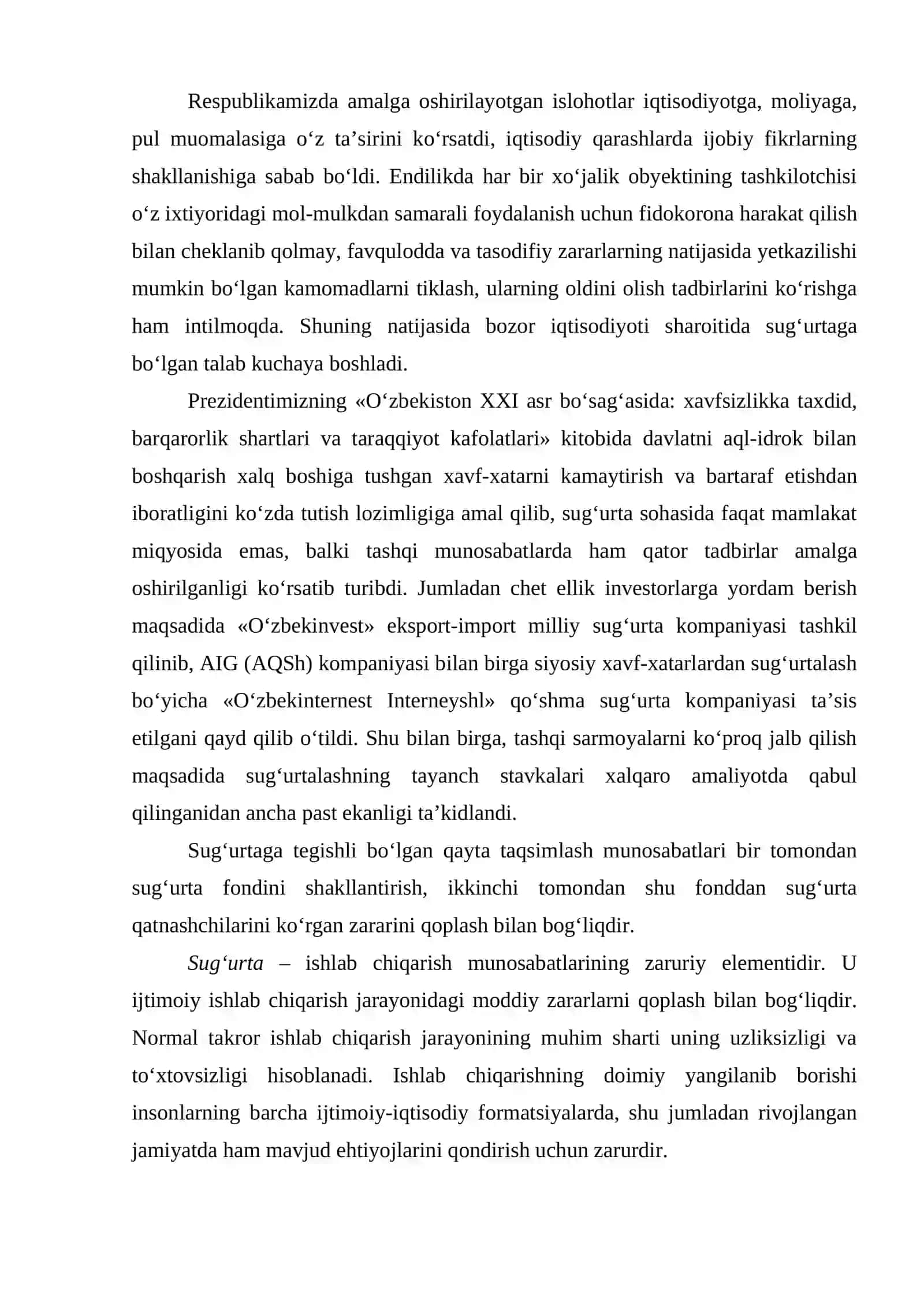Sug‘urta, moliyaviy bozorlar va institutlar. Sug‘urtaning mohiyati 3