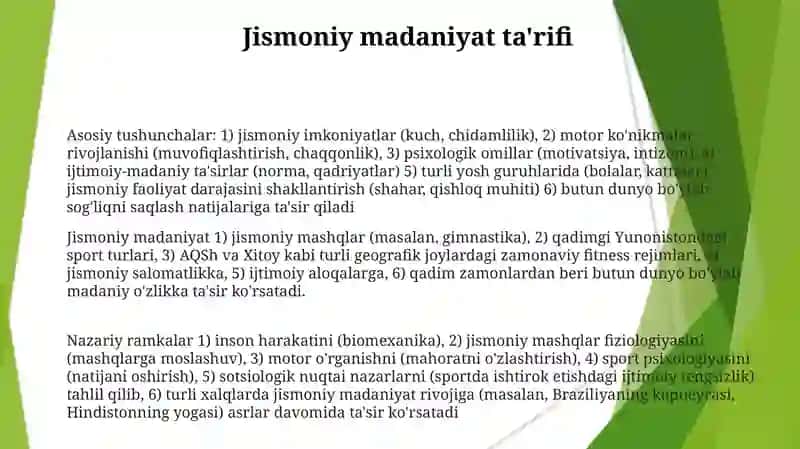 Jismoniy madaniyat nazariyasi 3