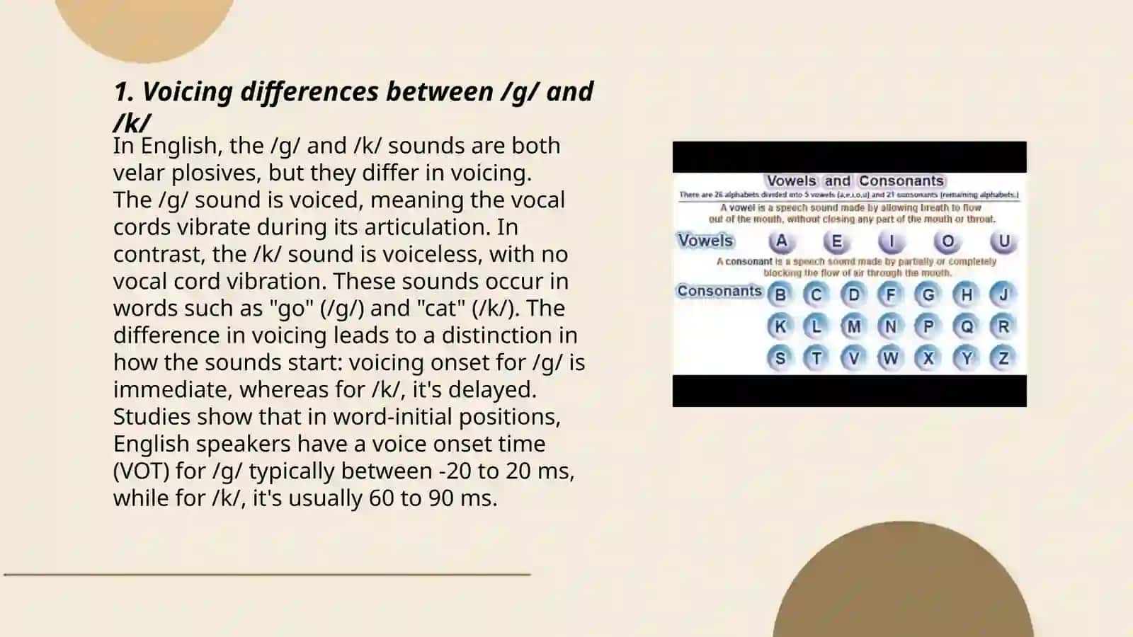 The Consonant Sounds |g| and |k| 3