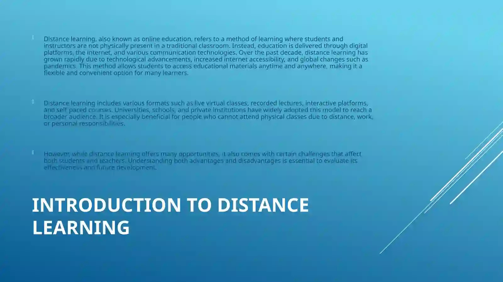 Distance learning 3