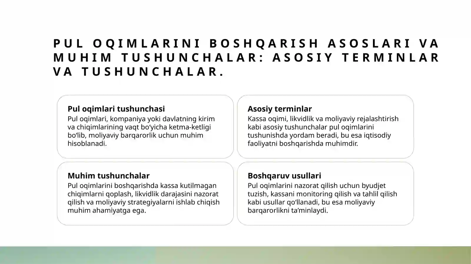 Pul oqimlarini boshqarish 3