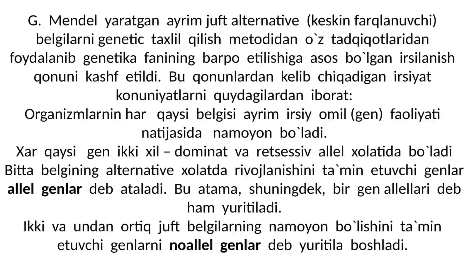 Allelmasgеnlarningo’zarota'sirinatijasidabеlgilarningnaslgao’tishi.Komplеmеntarlikvaepistaz 3
