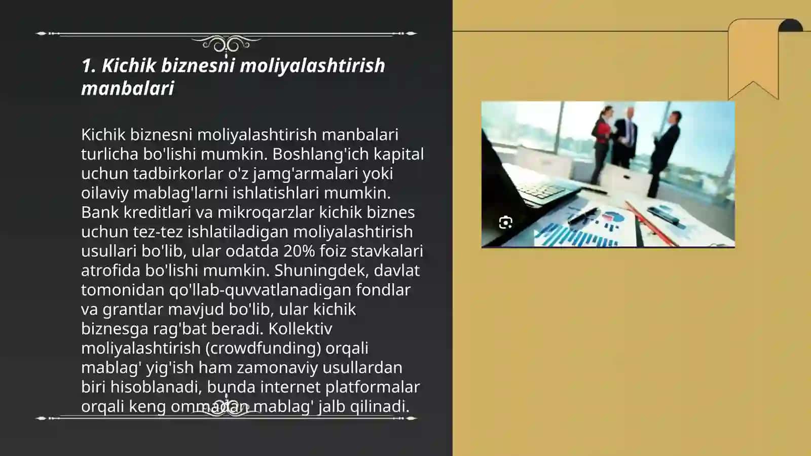 Kichik biznesni moliyalashtirish manbalari 3