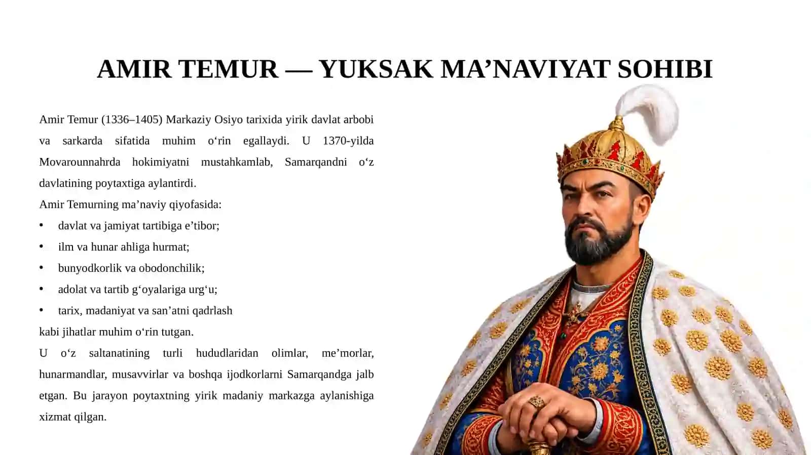 AMIR TEMUR YUKSAK MA’NAVIYAT SOHIBI 3
