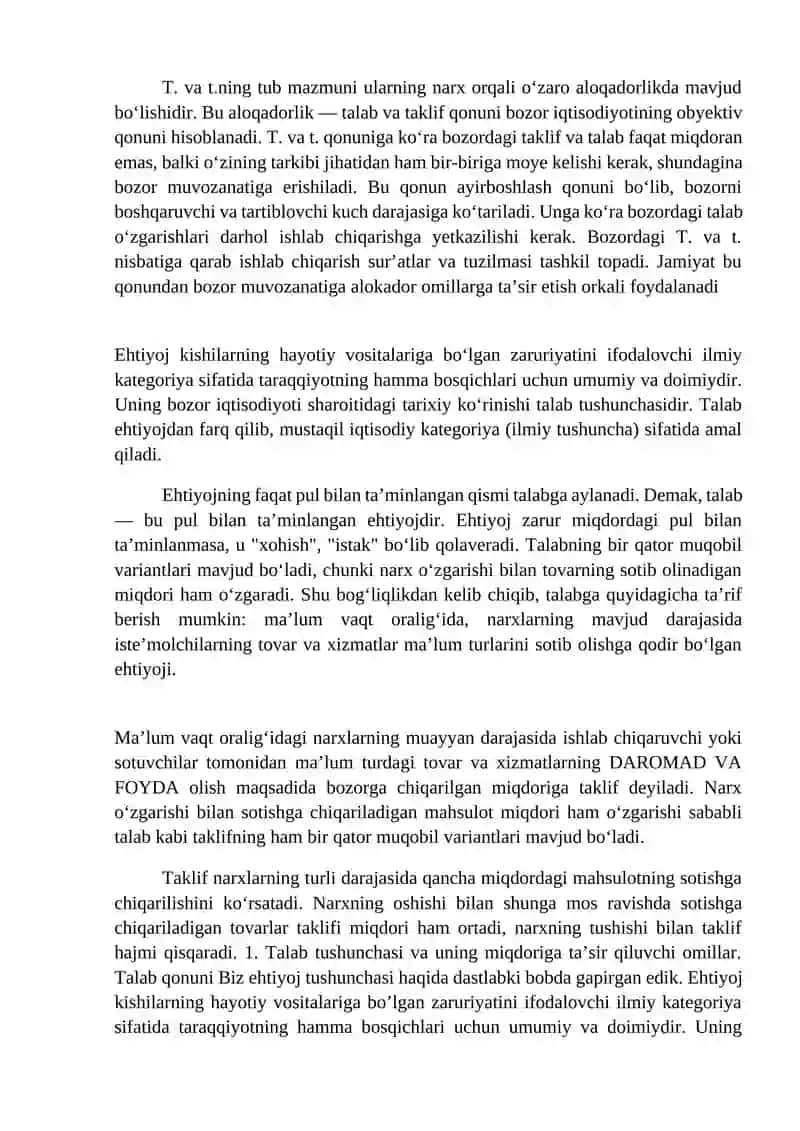 Talab va taklif tushunchasi 3