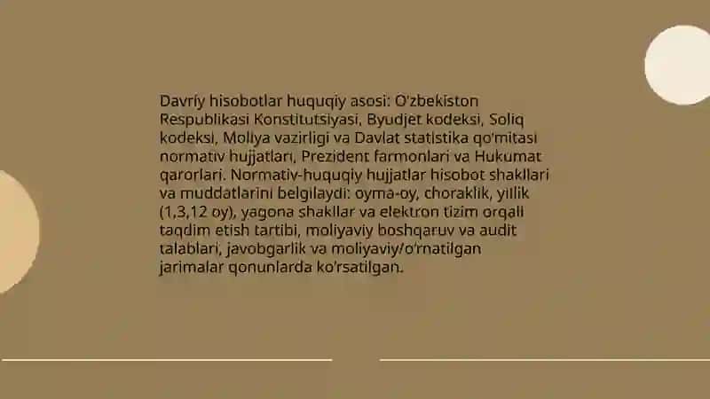 Davlat byudjeti va davlat maqsadli jamg‘armalari byudjeti ijrosi bo‘yicha davriy hisobotlarni shakllantirish 3