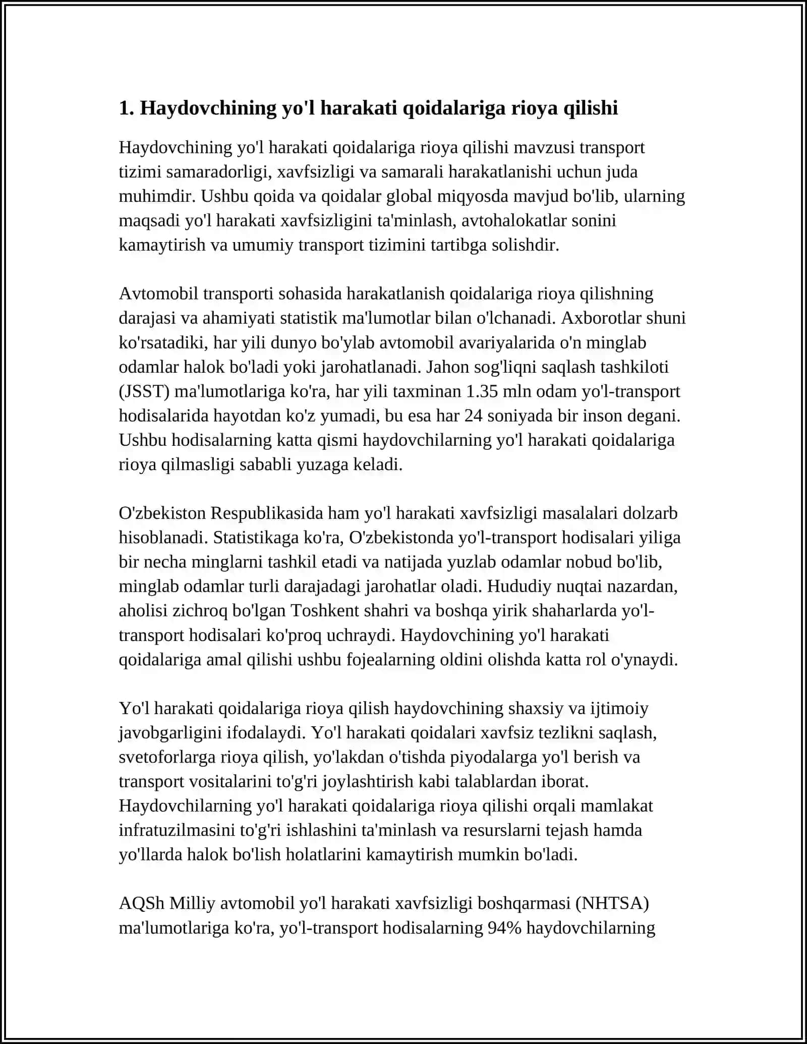HAYDOVCHINING UMUMIY VAZIFALARI 3