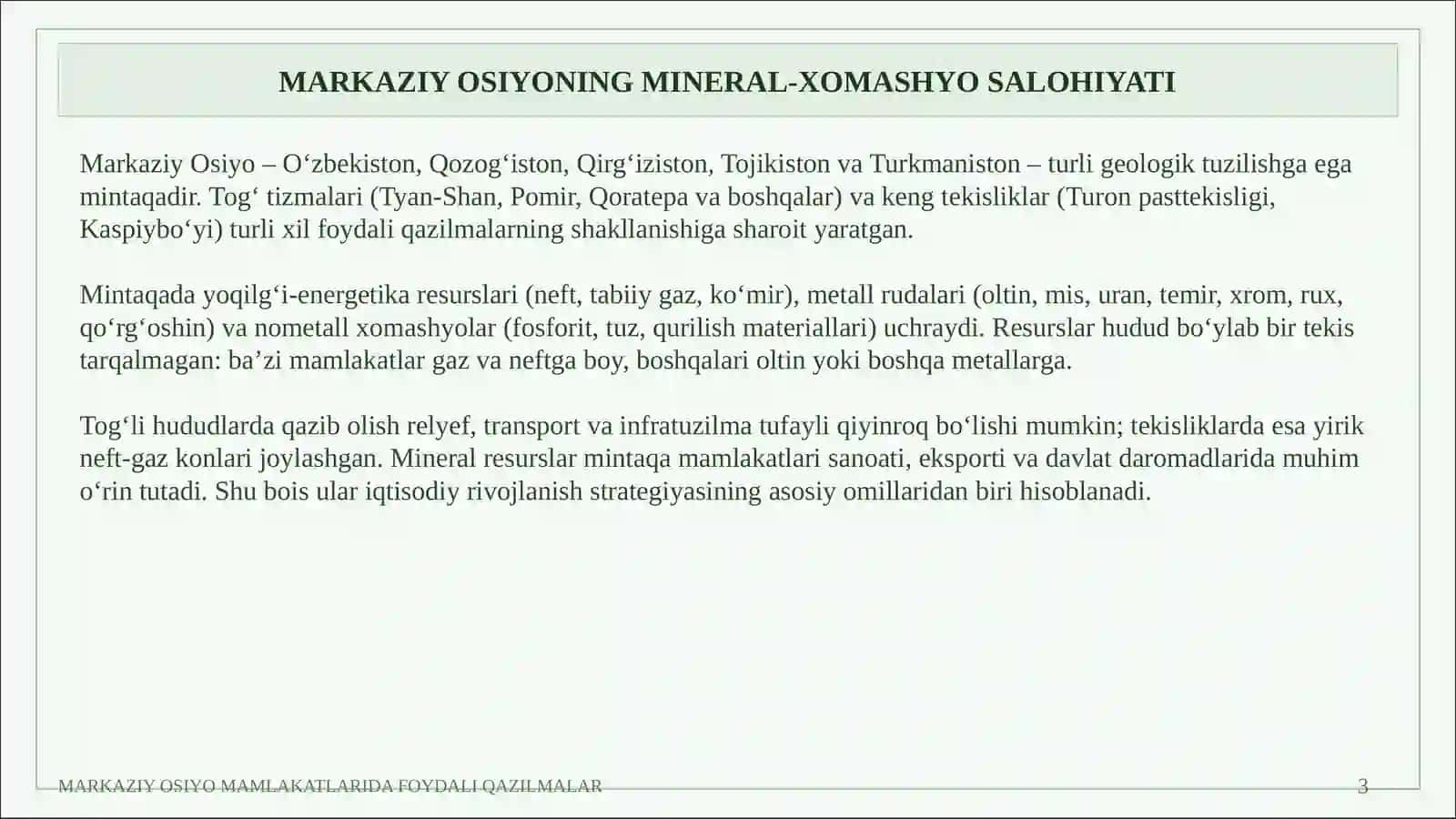 MARKAZIY OSIYO MAMLAKATLARIDA FOYDALI QAZILMALAR 3