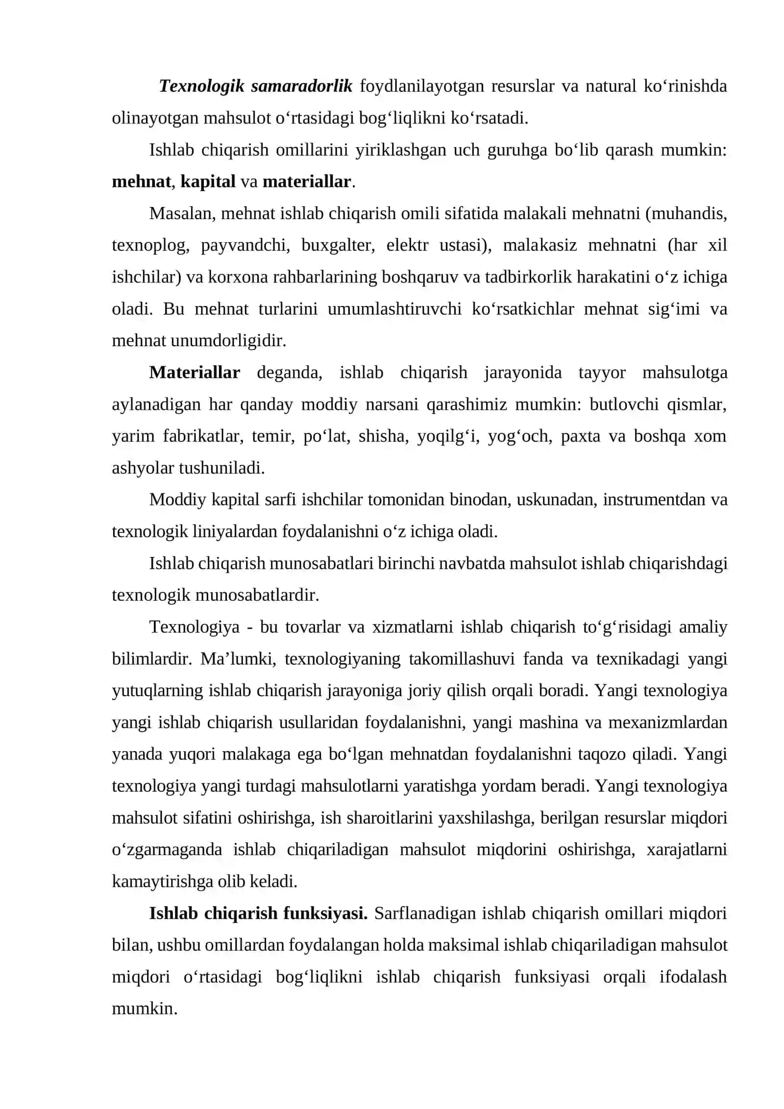 Ishlab chiqarish, texnologiya va ishlab chiqarish funksiyasi 3