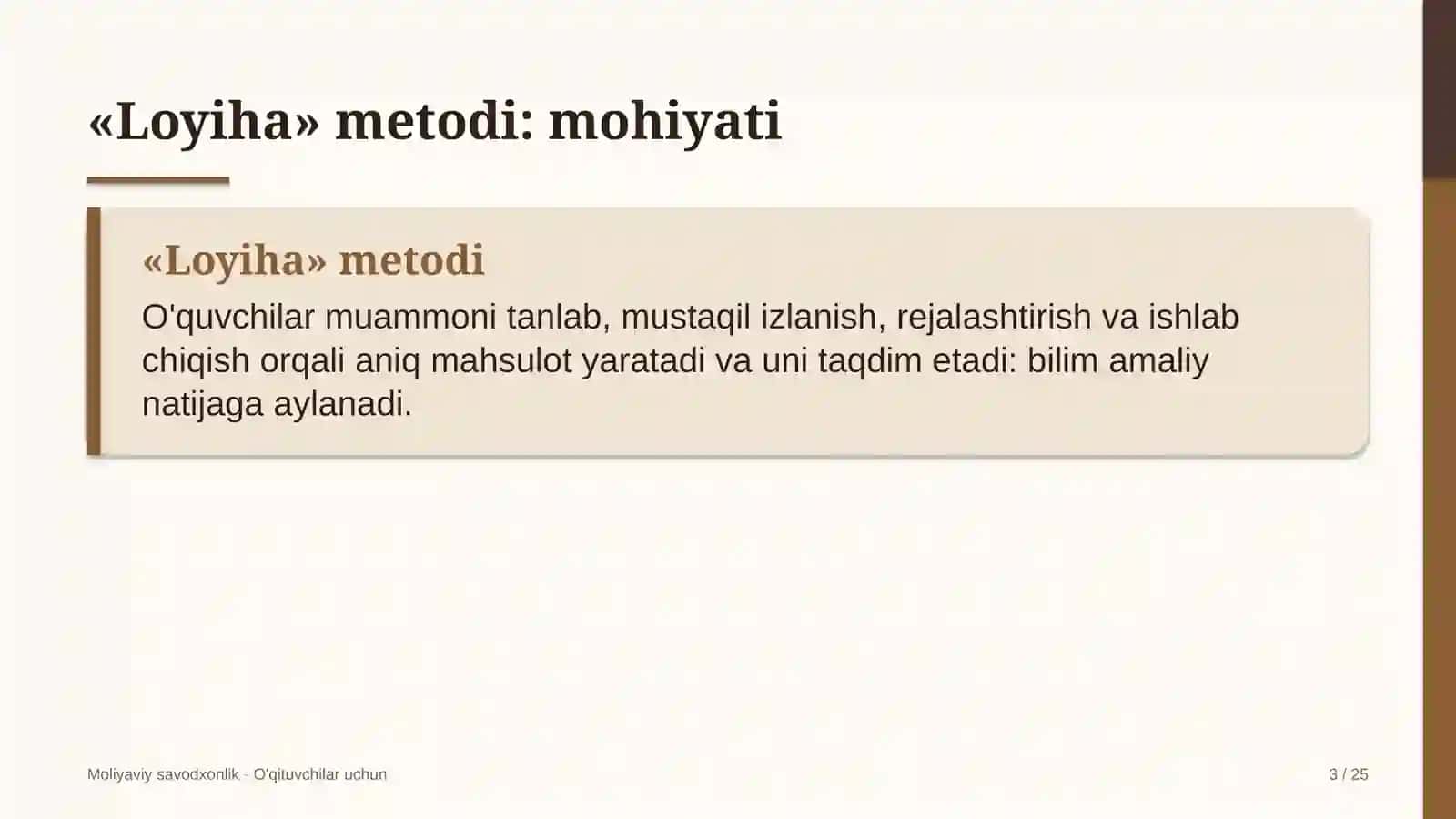 moliyaviy savodxonlik darslarida loyiha metodidan foydalanish 3048 3