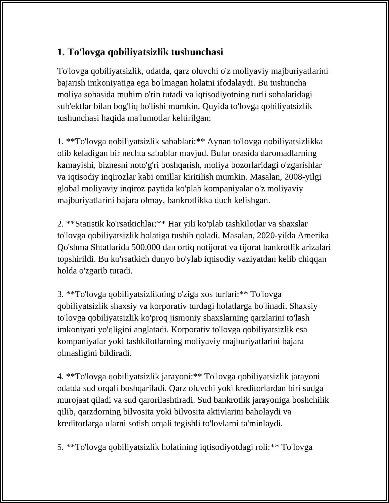 TADBIRKORLIK SUBYEKTLARNING TOʼLOVGA QOBILIYATSIZLIGI 3