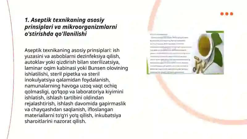 Mikroorganizlarni óstirish va sof kultura ajratib olish usullari 3