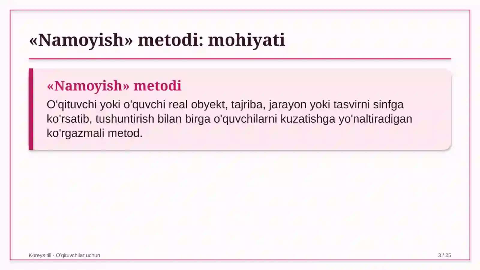 koreys tili darslarida namoyish metodidan foydalanish 3646 3