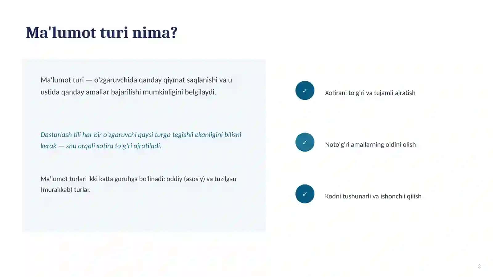 Ma'lumot turlari 3