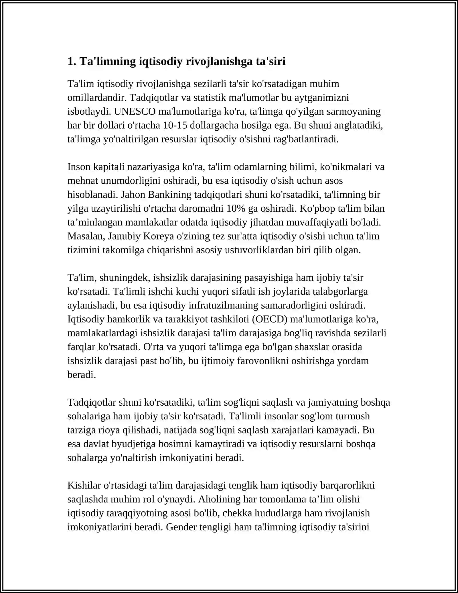 IQTISODIY RIVOJLANGAN DAVLATLARDA TA'LIMNING OʻRNI 3