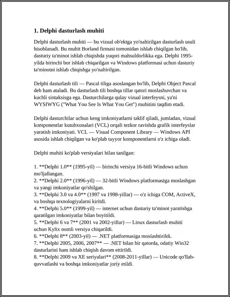 Delphi Dasturlash Muhiti 3