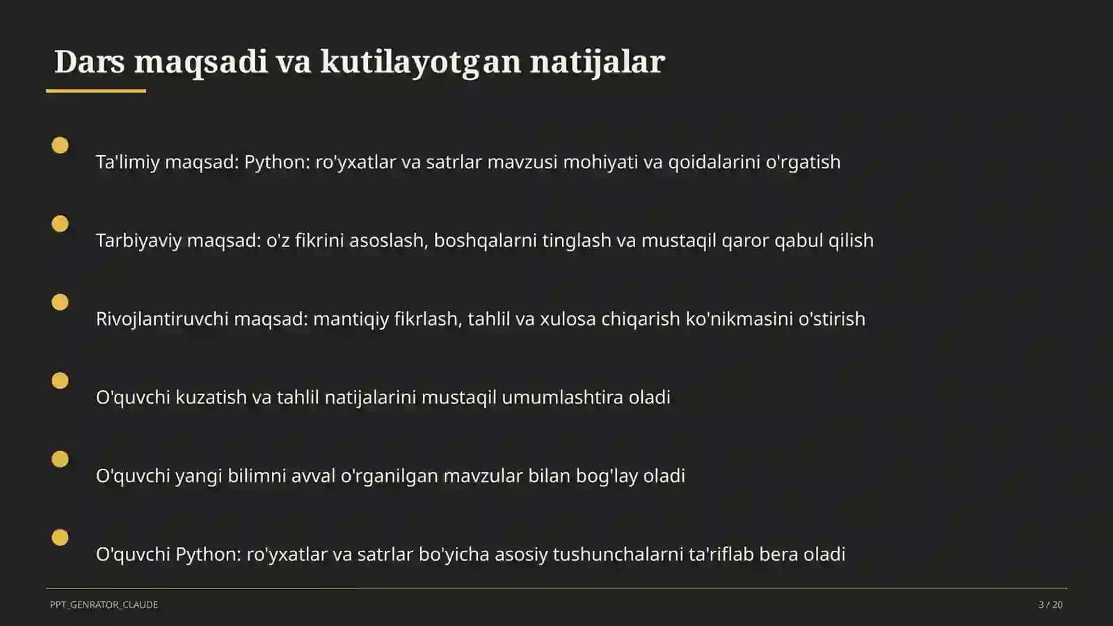 Python: ro'yxatlar va satrlar (9-sinf) 3