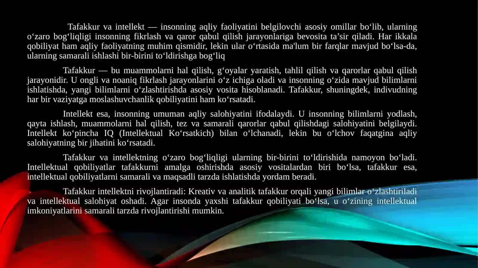 Tafakkur va Intellektual qobilyatlar 3