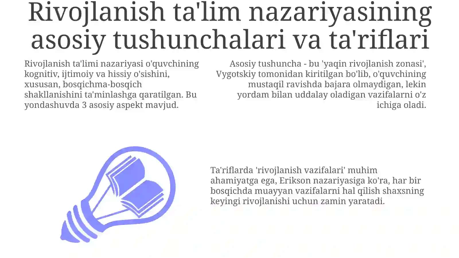 Rivojlantiruvchi ta'lim nazariyasini unita'lim jarayoniga tatbiq etish 3