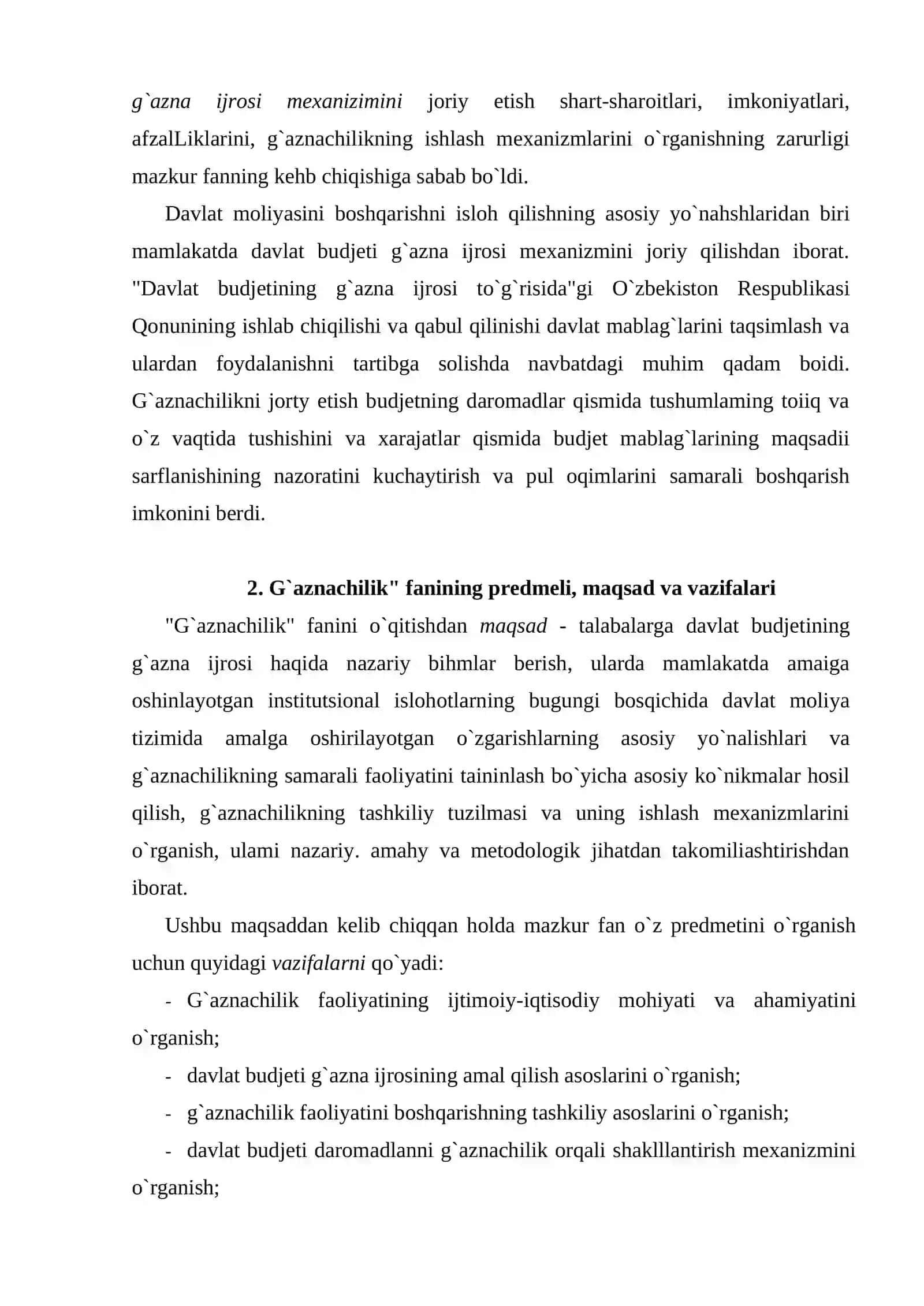 G`aznachilik fanining mazmuni, predmeti va vazifalari 3
