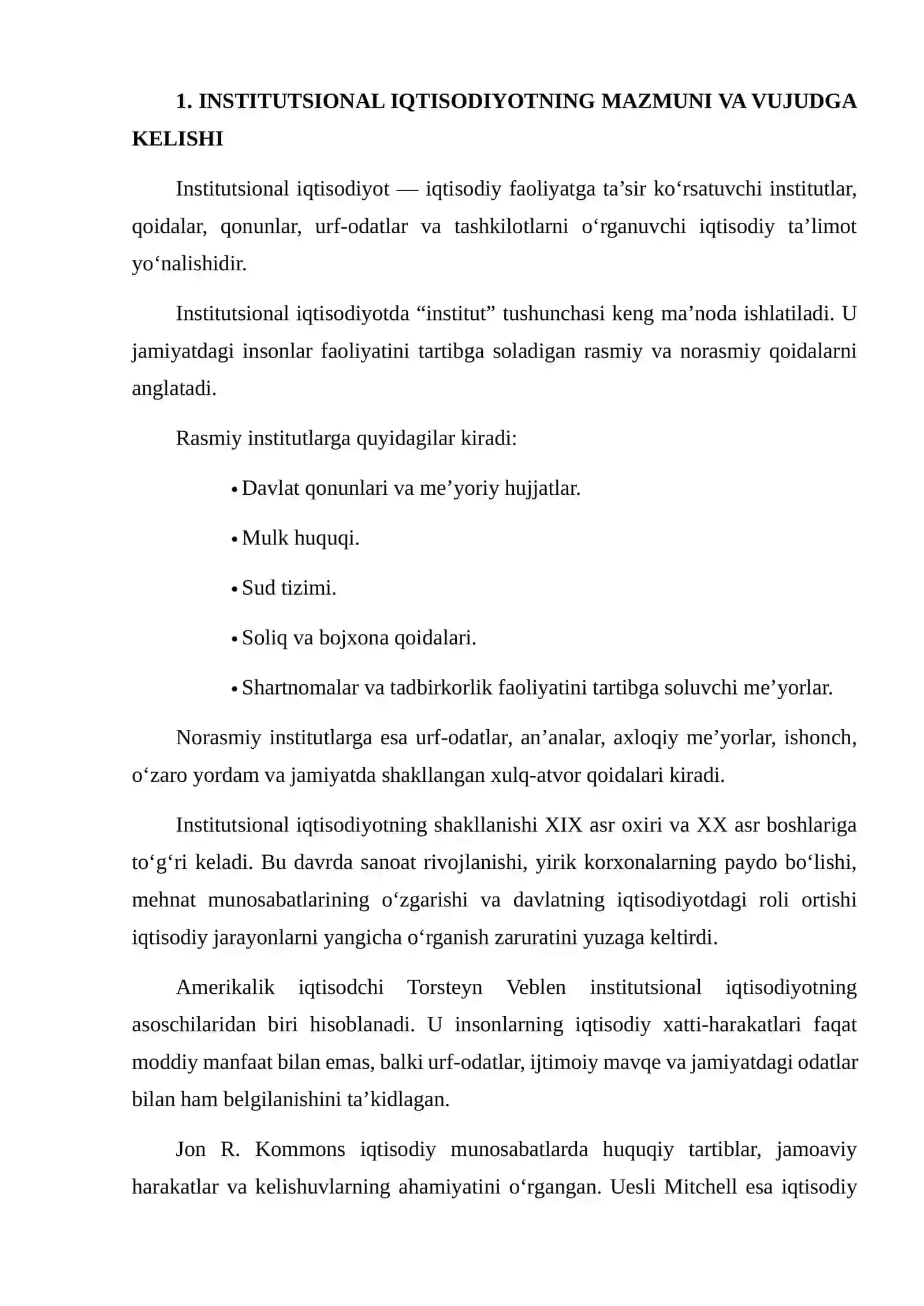 INSTITUTSIONAL IQTISODIYOTNING ASOSIY YO‘NALISHLARINI TAQQOSLASH 3