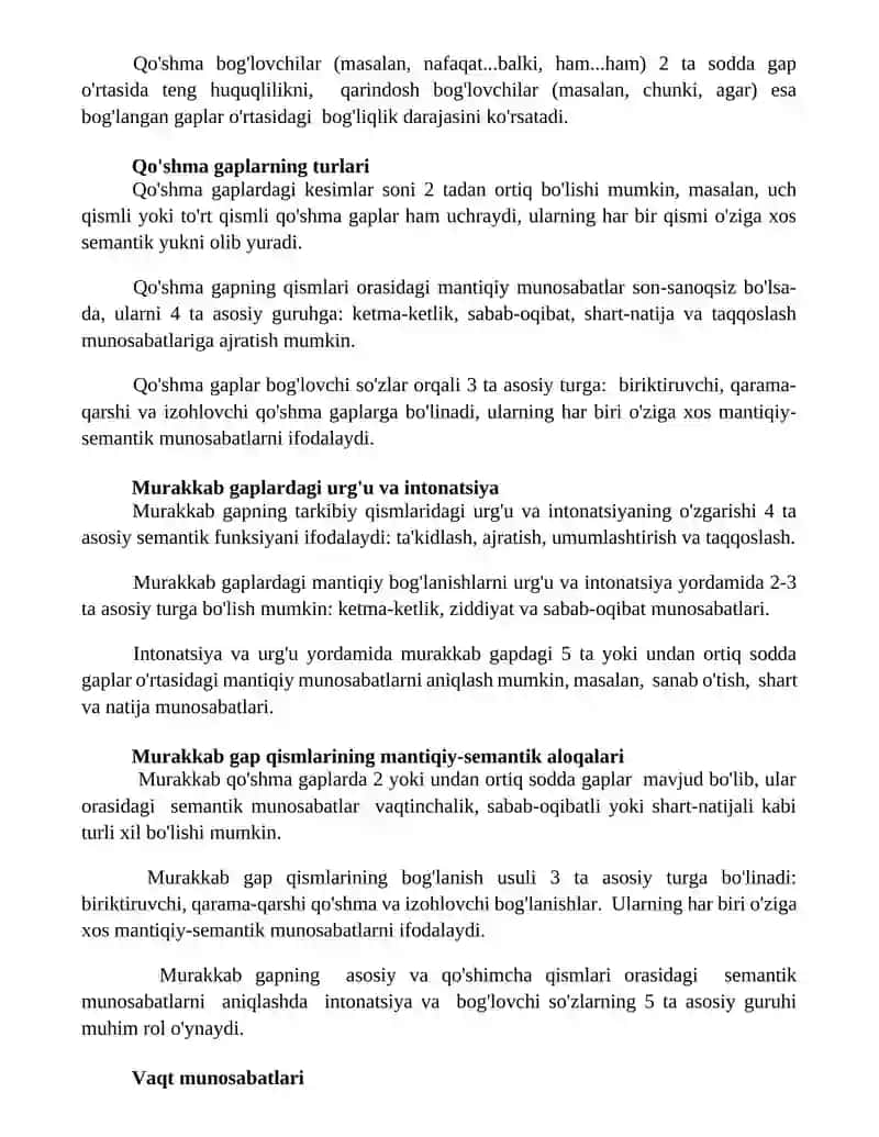 Qoʻshma gap qismlari oʻrtasidagi mantiqiy-semantik munosabatlar 3