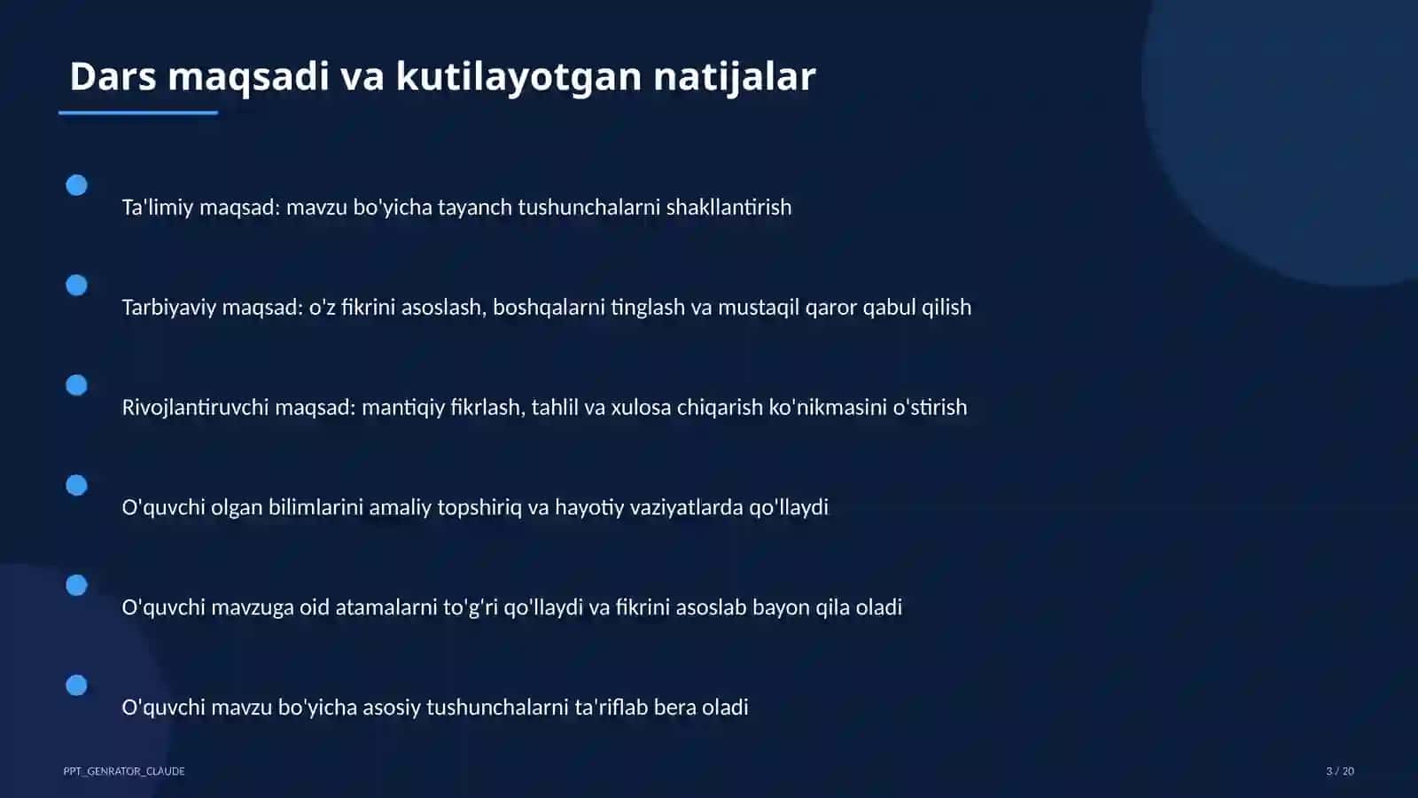 Dars rejasi 3