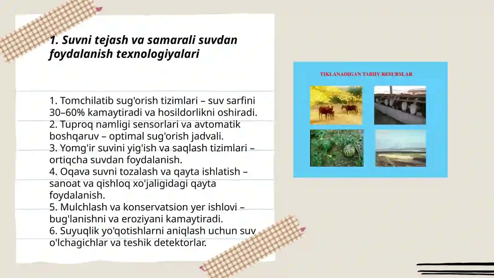 Tabiiy resurslardan oqilona foydalanish yo'llari 3