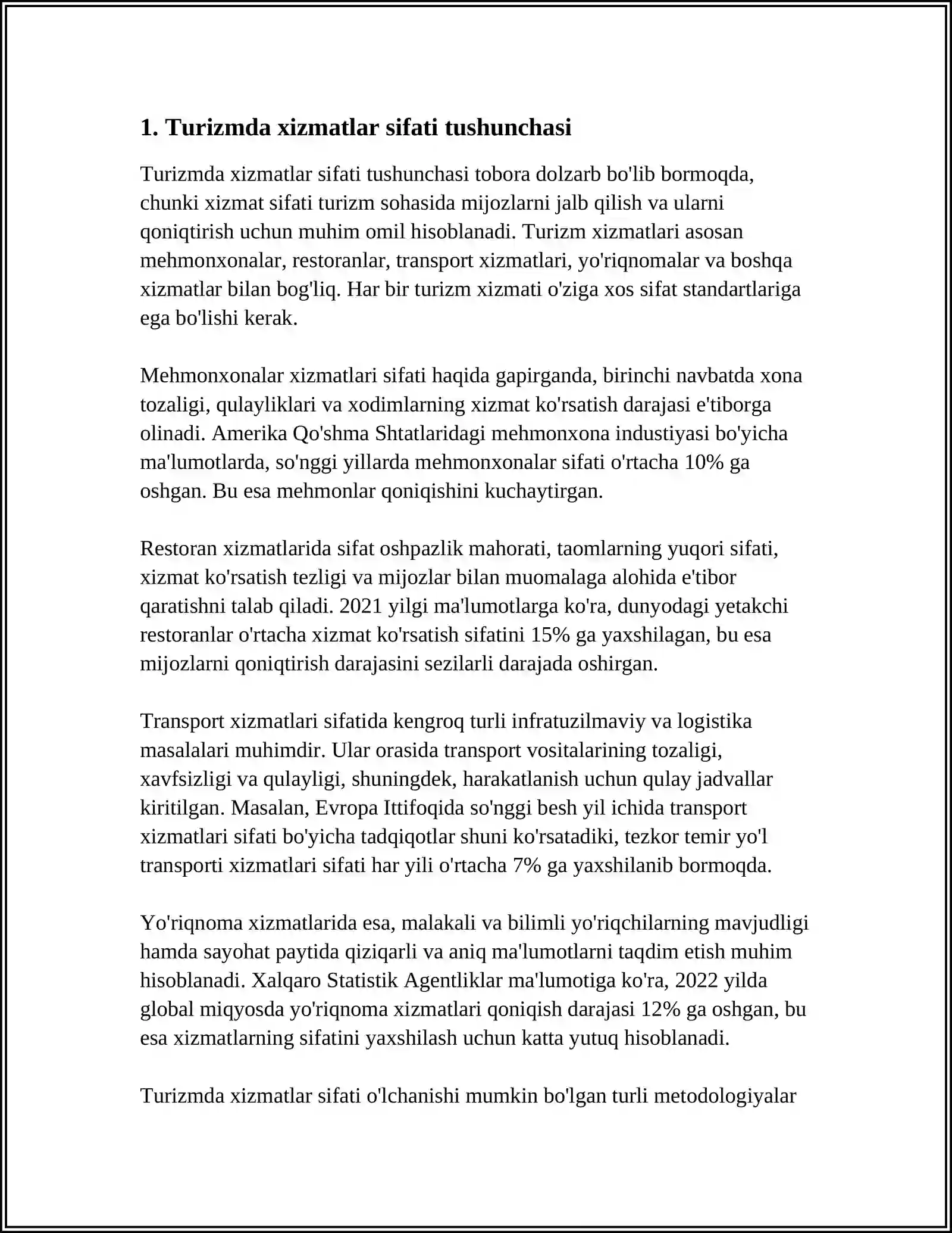 TURIZMDA XIZMATLAR SIFATINI BAHOLASH 3