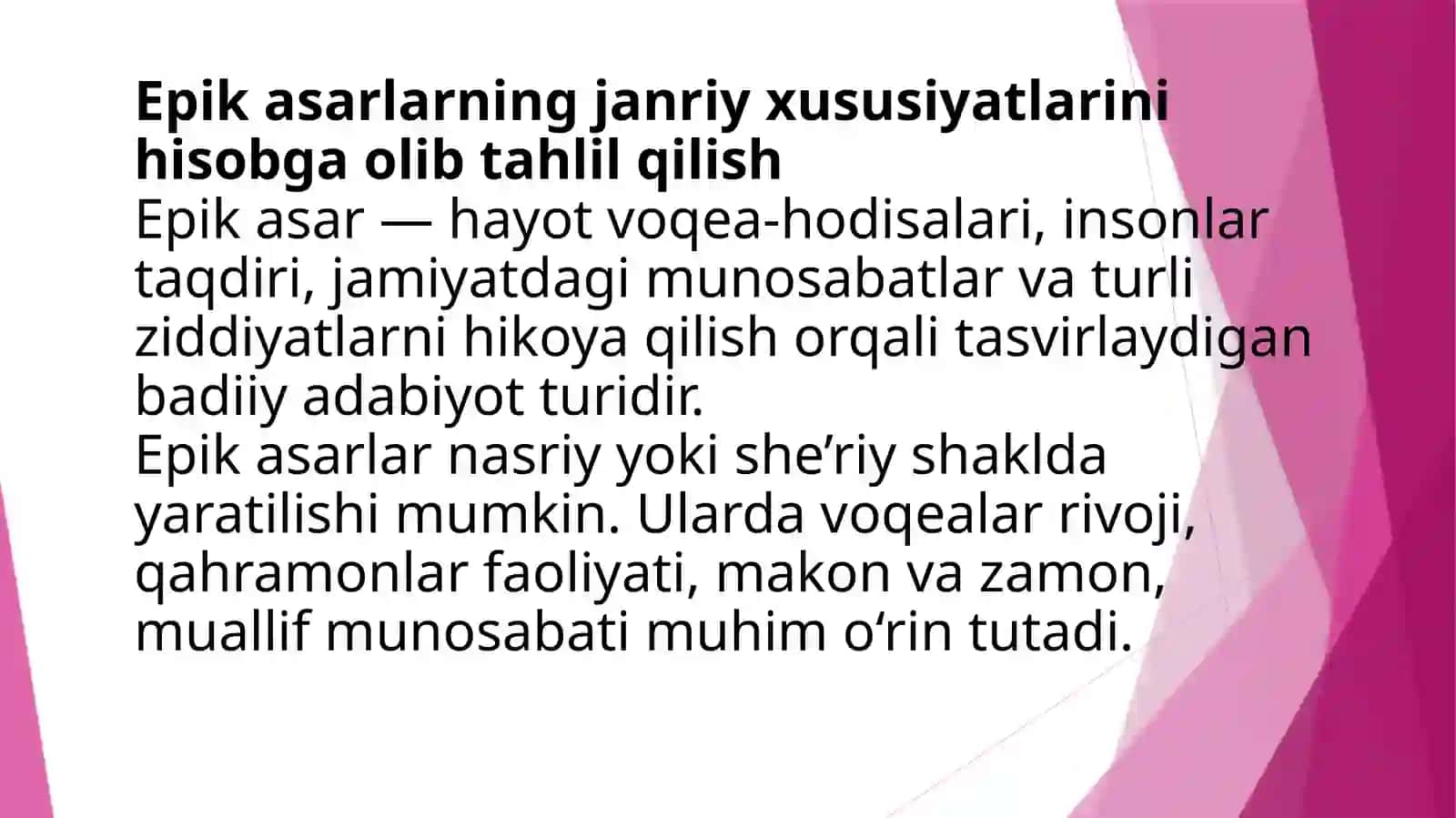 Epik asarlar tahlili, matn ustida ishlash yo‘llari (“Xamsa” dostonlari misolida) 3