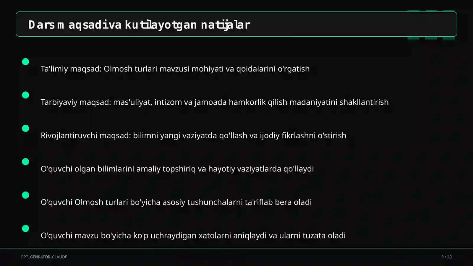 Olmosh turlari (6-sinf) 3