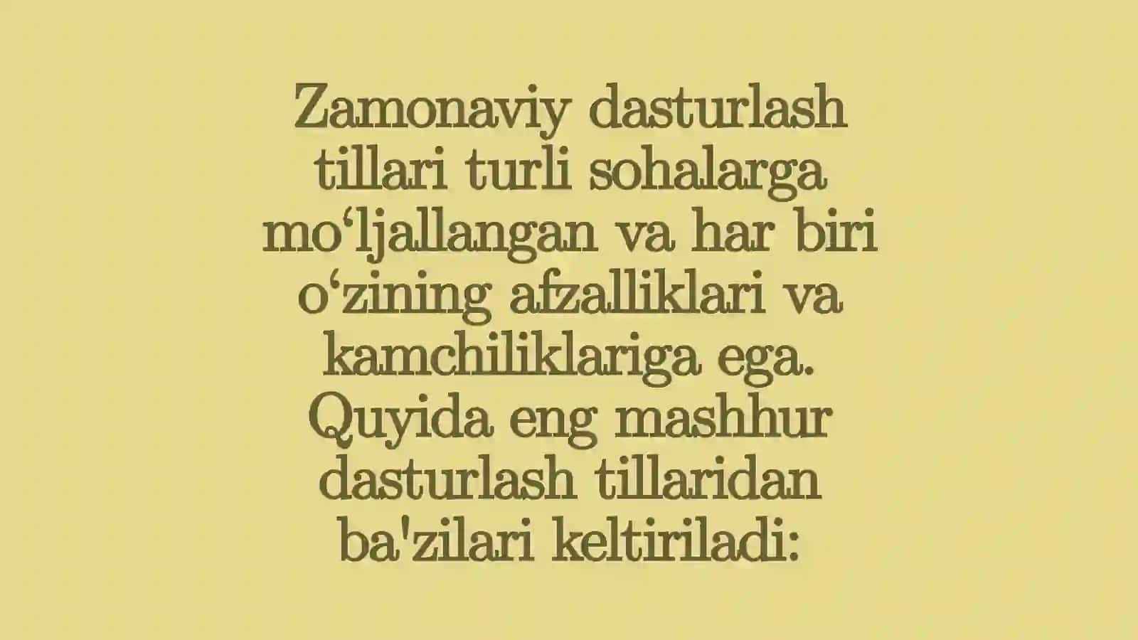 Dasturlash tillari 3
