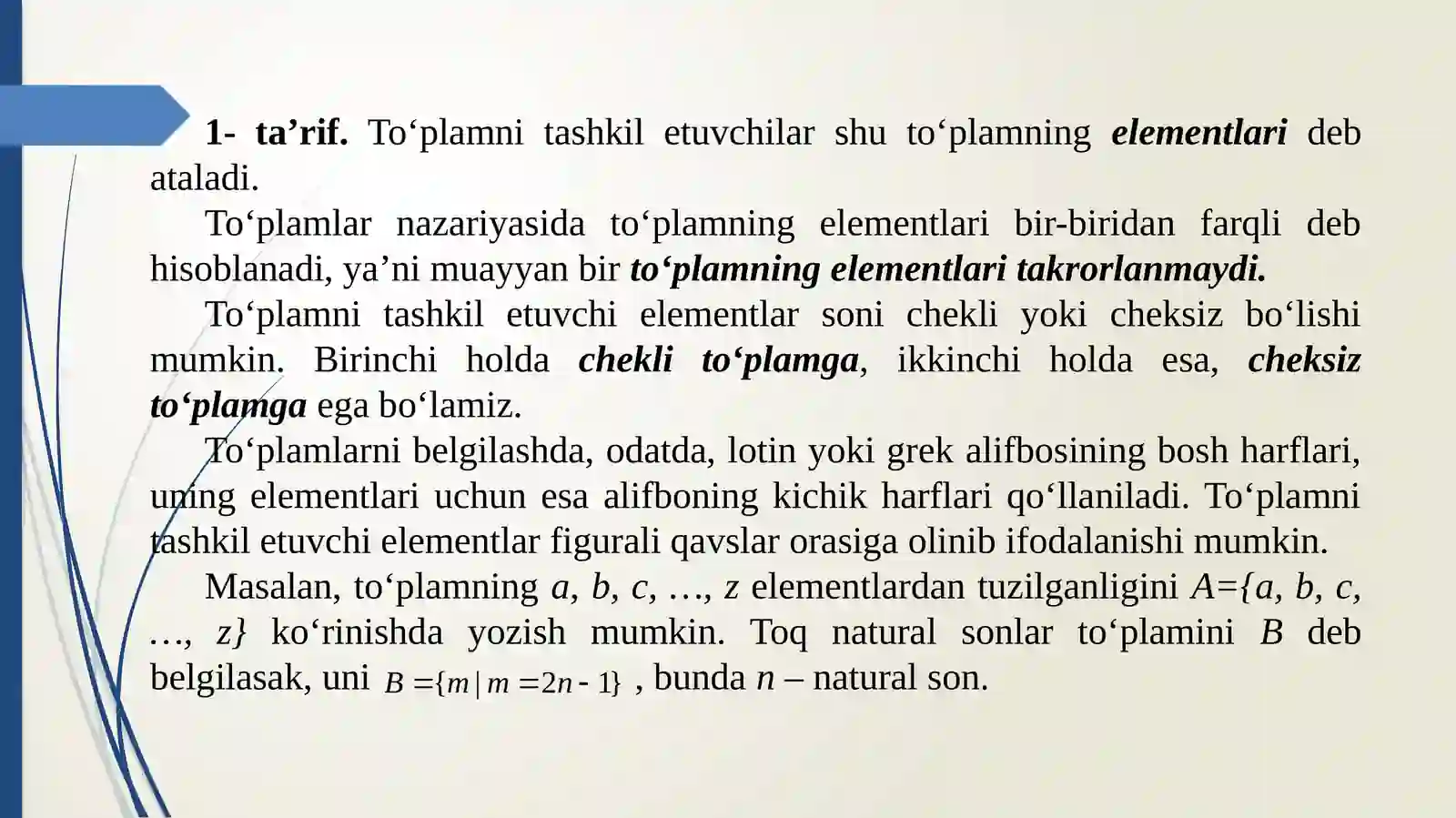 To'plamlar va ular ustida amallar 3